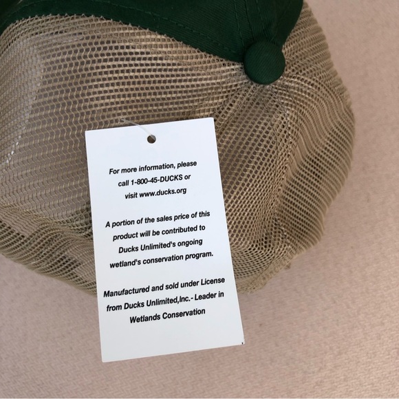 Ducks Unlimited Canvas Mesh Back Trucker Style Green Tan Cap - Picture 9 of 11